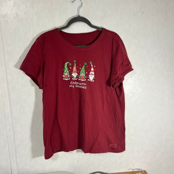 Life is Good Short Sleeve Christmas t-shirt Holiday Chillin w/My Gnomies Gnomes - Picture 1 of 6